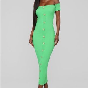 Button Up Buttercup Sweater midi Dress - Green